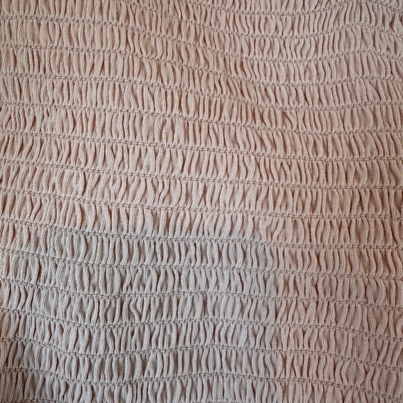 Abound Womens Lettuce Edge Trim Shirred Smocked Off-the-Shoulder Crop Top SZ S - Picture 7 of 11